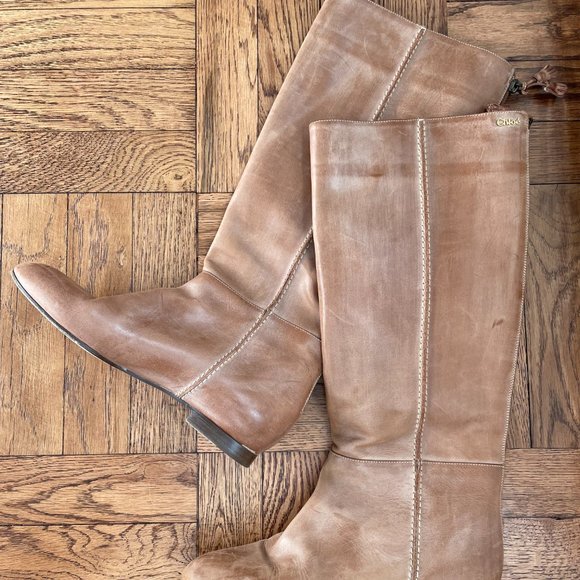 Chloé Leather Heloise Knee High Rear Zip Riding Boots 7.5 - Picture 4 of 10